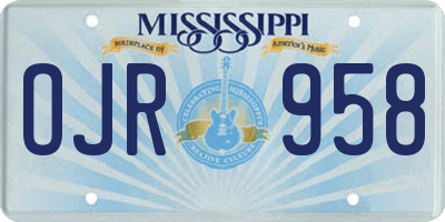 MS license plate OJR958
