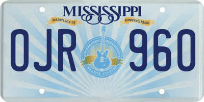 MS license plate OJR960