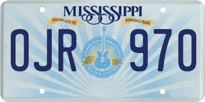 MS license plate OJR970