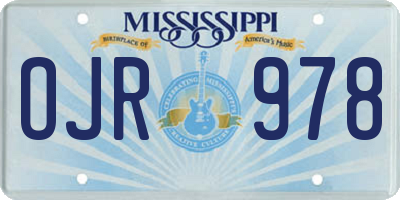 MS license plate OJR978