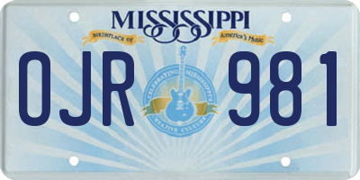 MS license plate OJR981