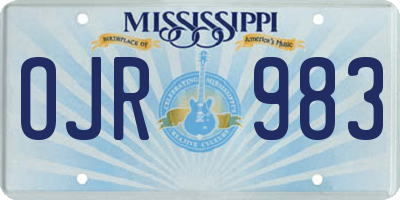 MS license plate OJR983