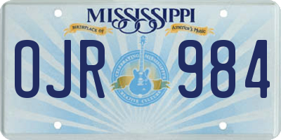 MS license plate OJR984