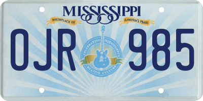 MS license plate OJR985