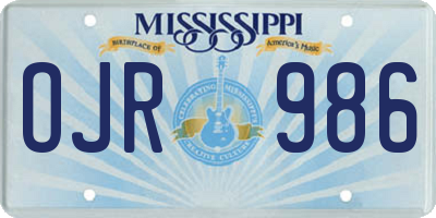 MS license plate OJR986