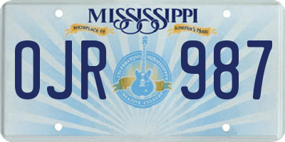 MS license plate OJR987