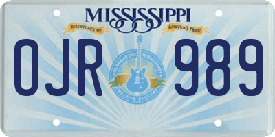 MS license plate OJR989