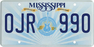 MS license plate OJR990