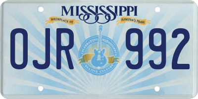 MS license plate OJR992