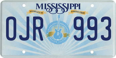 MS license plate OJR993