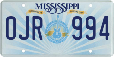 MS license plate OJR994