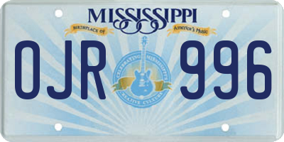 MS license plate OJR996