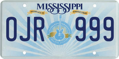 MS license plate OJR999