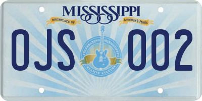 MS license plate OJS002