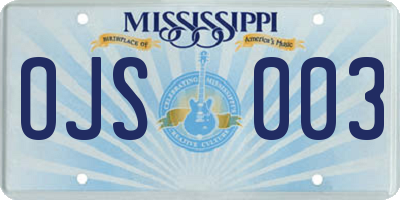 MS license plate OJS003