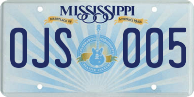 MS license plate OJS005