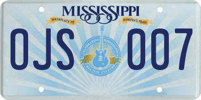 MS license plate OJS007