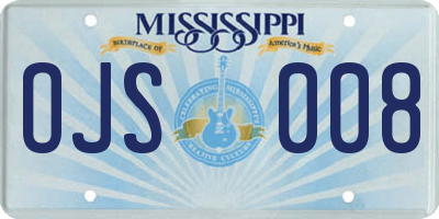 MS license plate OJS008