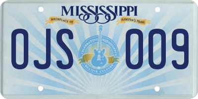 MS license plate OJS009