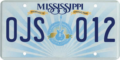 MS license plate OJS012