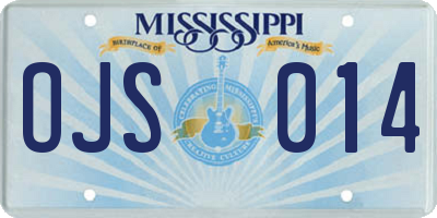 MS license plate OJS014