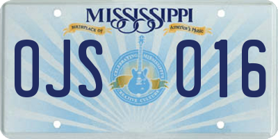 MS license plate OJS016