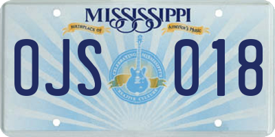 MS license plate OJS018