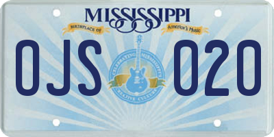 MS license plate OJS020