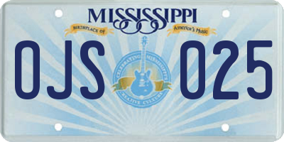 MS license plate OJS025