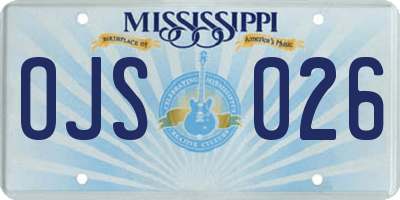 MS license plate OJS026