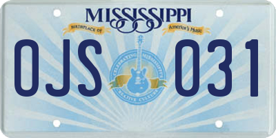 MS license plate OJS031