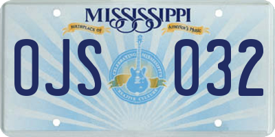 MS license plate OJS032