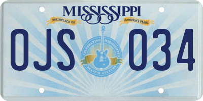 MS license plate OJS034