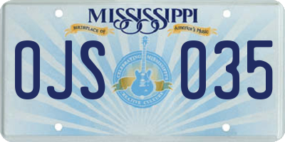 MS license plate OJS035