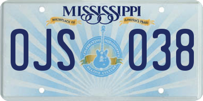 MS license plate OJS038