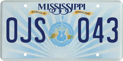 MS license plate OJS043