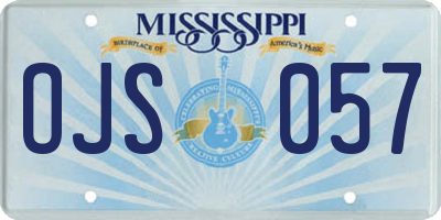 MS license plate OJS057