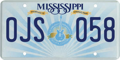 MS license plate OJS058