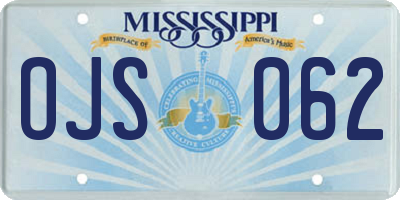 MS license plate OJS062