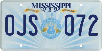 MS license plate OJS072
