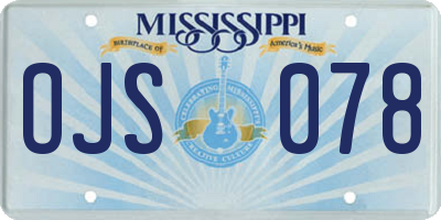 MS license plate OJS078