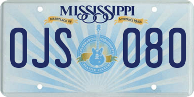 MS license plate OJS080