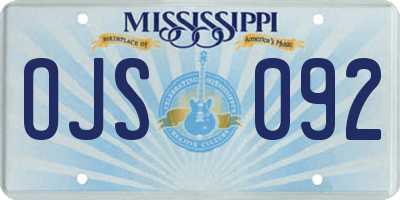 MS license plate OJS092