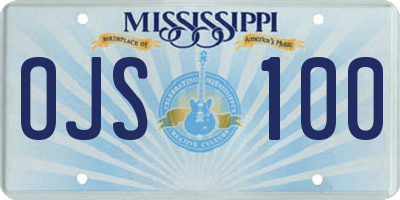 MS license plate OJS100