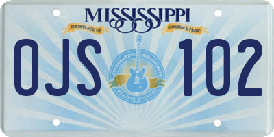 MS license plate OJS102