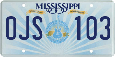 MS license plate OJS103