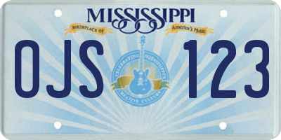 MS license plate OJS123
