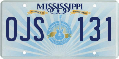 MS license plate OJS131