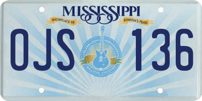 MS license plate OJS136