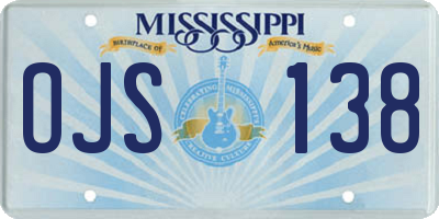 MS license plate OJS138